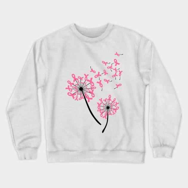 World Breast cancer Awareness Dandelion Awesome Crewneck Sweatshirt by Terryeare